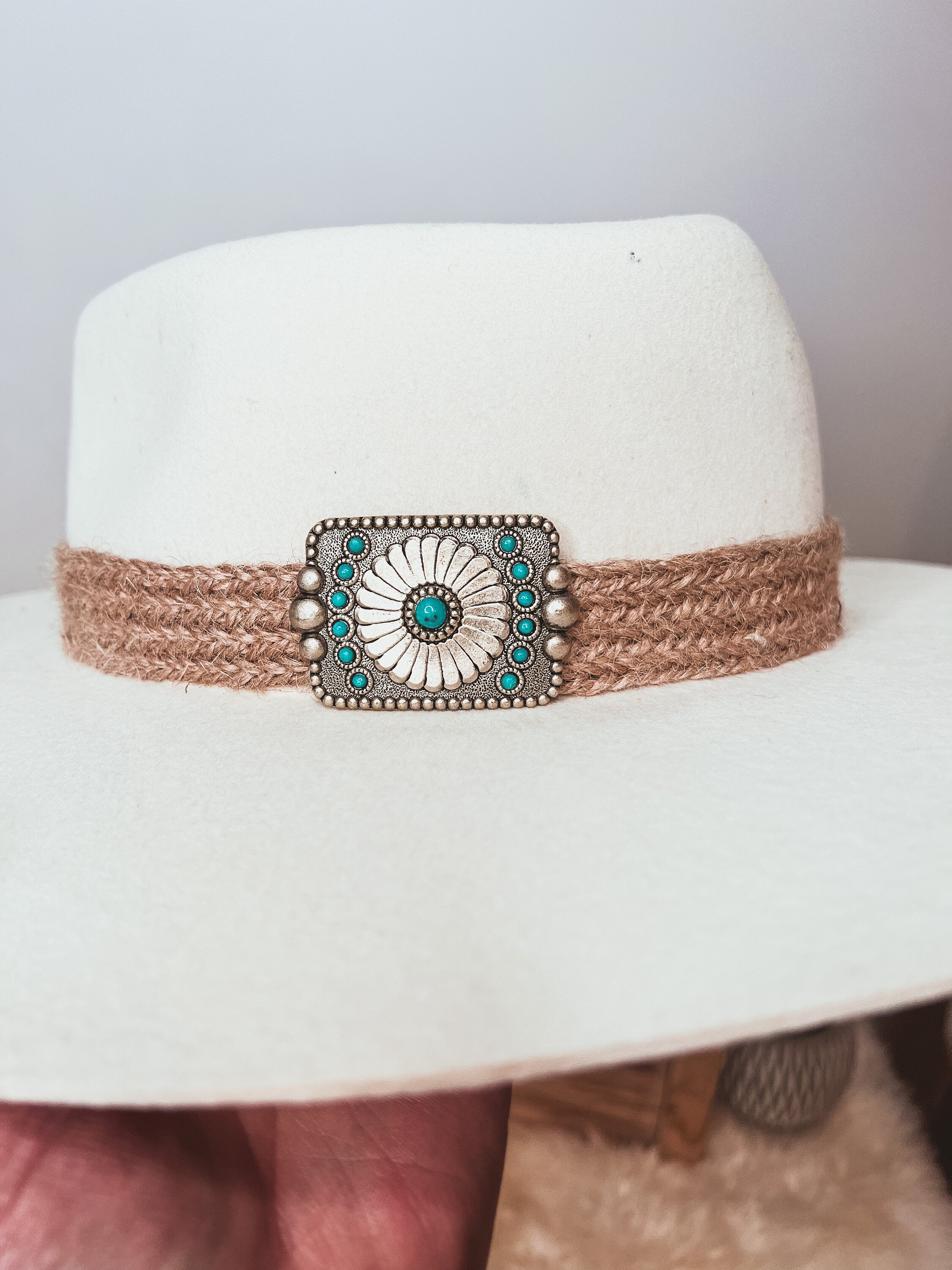 Custom Branded Charlie 1 Horse Cowgirl Hat Felt with Heart Crown Turquoise Concho Accent Boho Western Bridal Wedding Bride Bachelorette