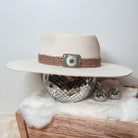 Custom Branded Charlie 1 Horse Cowgirl Hat Felt with Heart Crown Turquoise Concho Accent Boho Western Bridal Wedding Bride Bachelorette