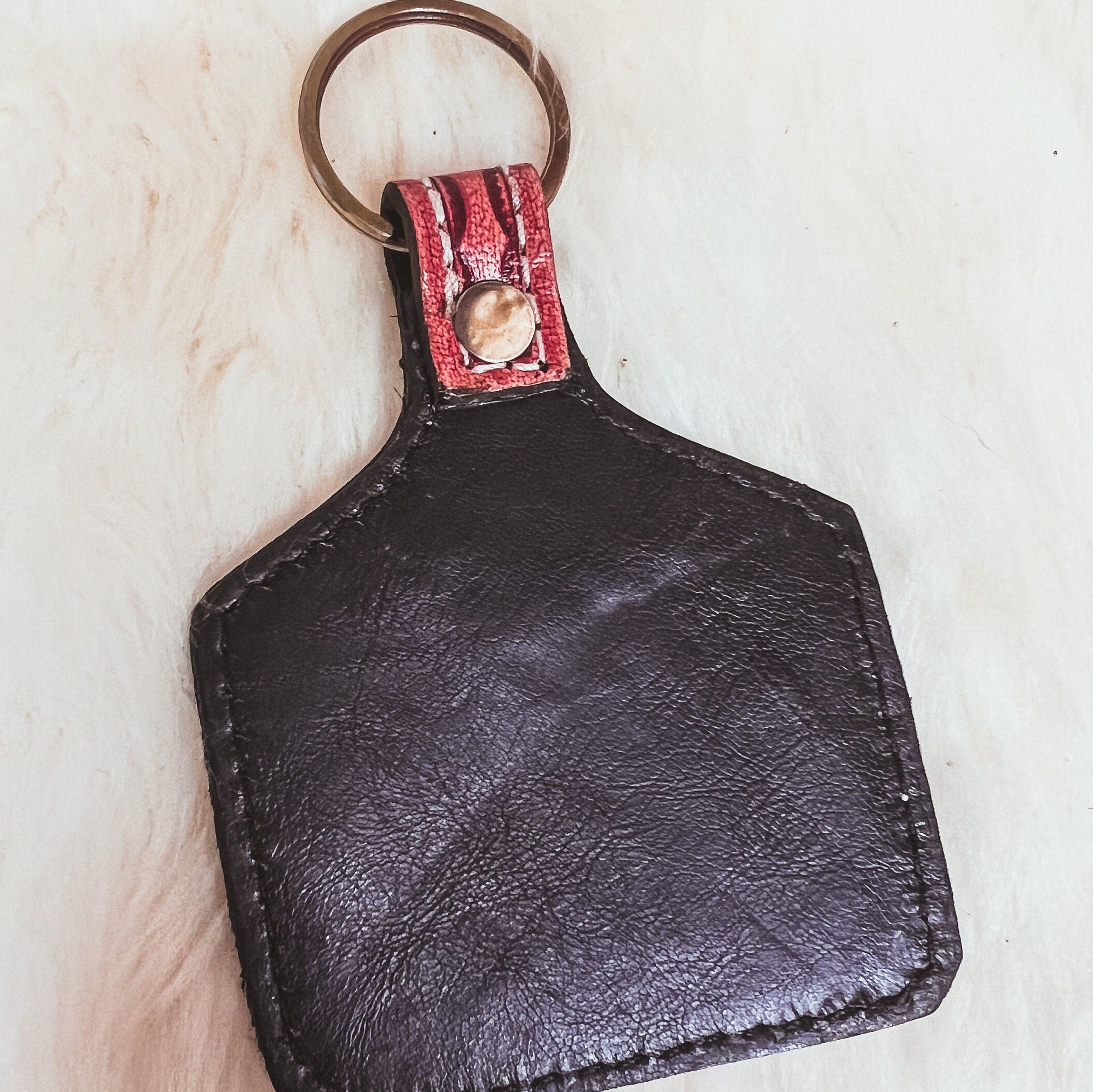 Custom Branded Cowhide Tooled Leather Sunflower Cow Tag Key Chain Key Fob Purse Charm Farm Brand Cow Brand Monogram Initials or Name