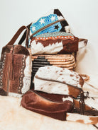 Custom Western Branded Cowhide Tooled Leather Cosmetic Shave Bag Initials Monogram Farm or Cow Brand Travel Shave Makeup Cow Print Gifts