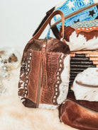 Custom Western Branded Cowhide Tooled Leather Cosmetic Shave Bag Initials Monogram Farm or Cow Brand Travel Shave Makeup Cow Print Gifts