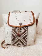 Cowhide & Aztec Neutral Conealed Carry Back Pack Custom Branded with your Farm/Cow Brand Logo Initials or Monogram