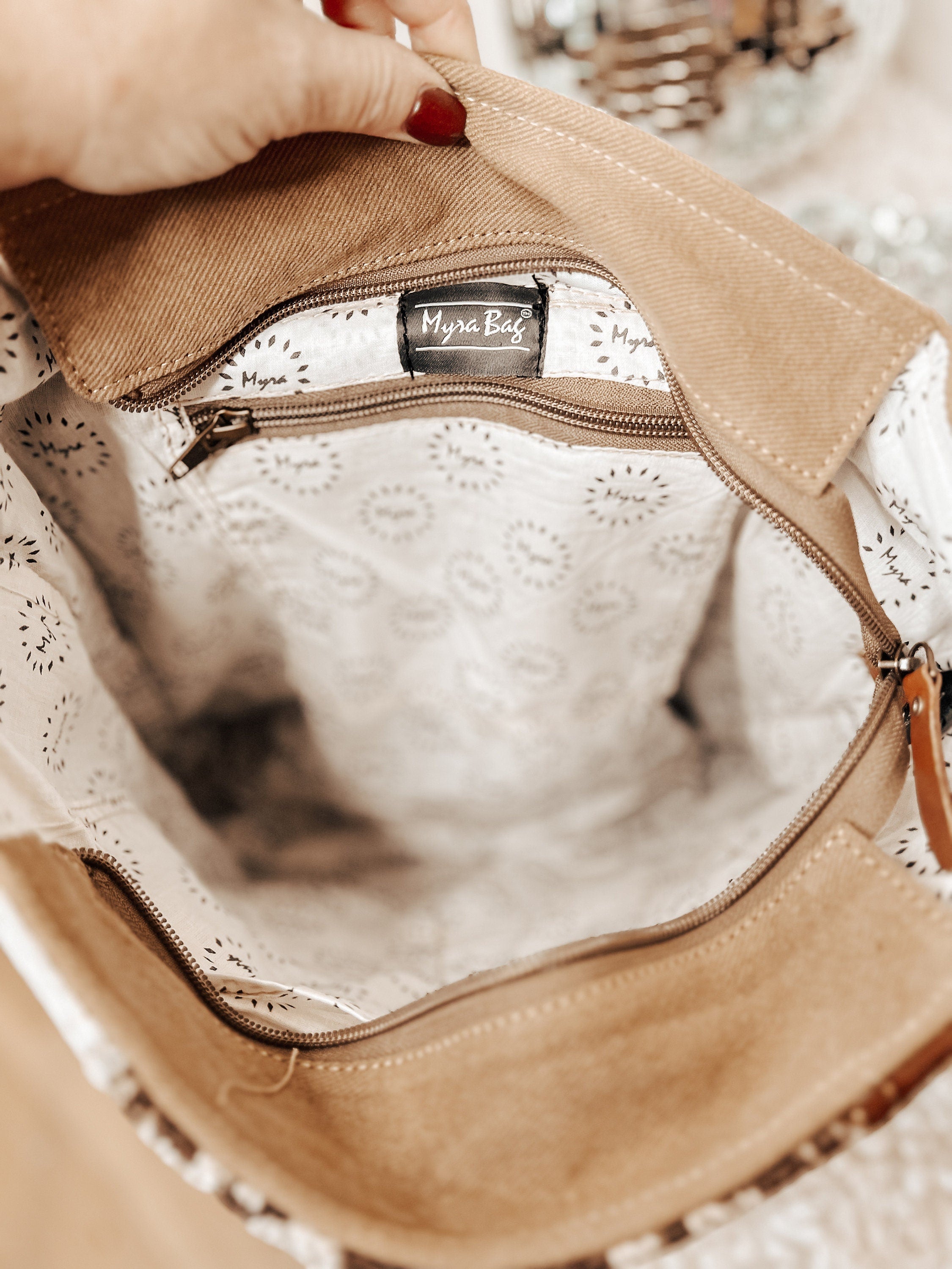 Cowhide & Aztec Neutral Conealed Carry Back Pack Custom Branded with your Farm/Cow Brand Logo Initials or Monogram