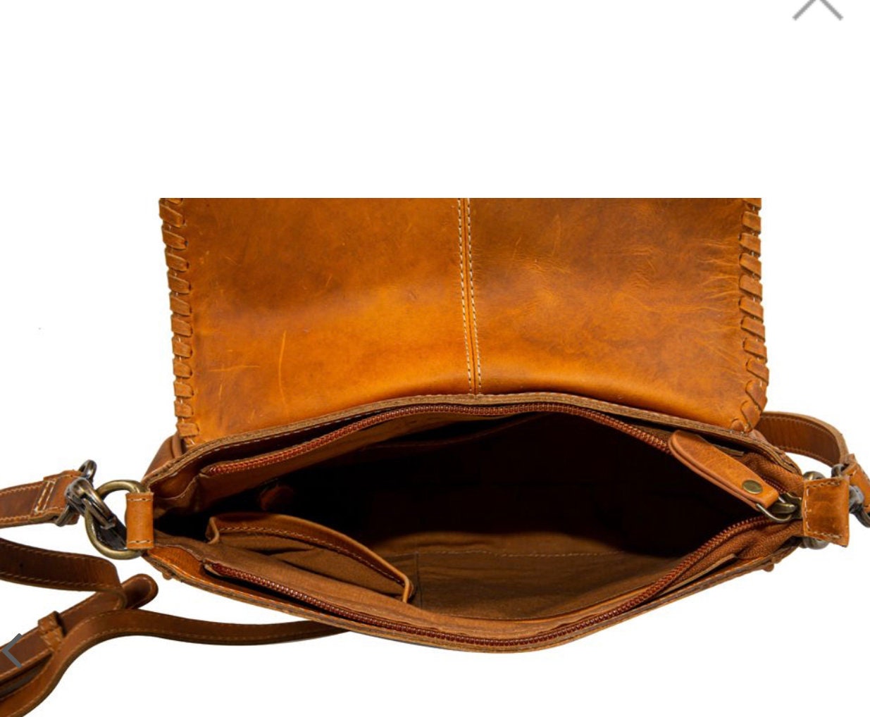 Custom Branded Whipstitched Leather & Cowhide Crossbody Shoulder Bag personalized with your Farm Brand Cow Brand Monogram or Initials