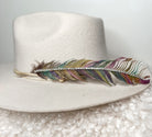 Hand Painted Rhinestone Glitter Rainbow Hat Feather Accessory Cowgirl Hat Decoration