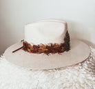 Retro Look Western Style Feather Hat Band with genuine Turquoise Stone Cowboy Hat Band, Cowgirl Hat Band