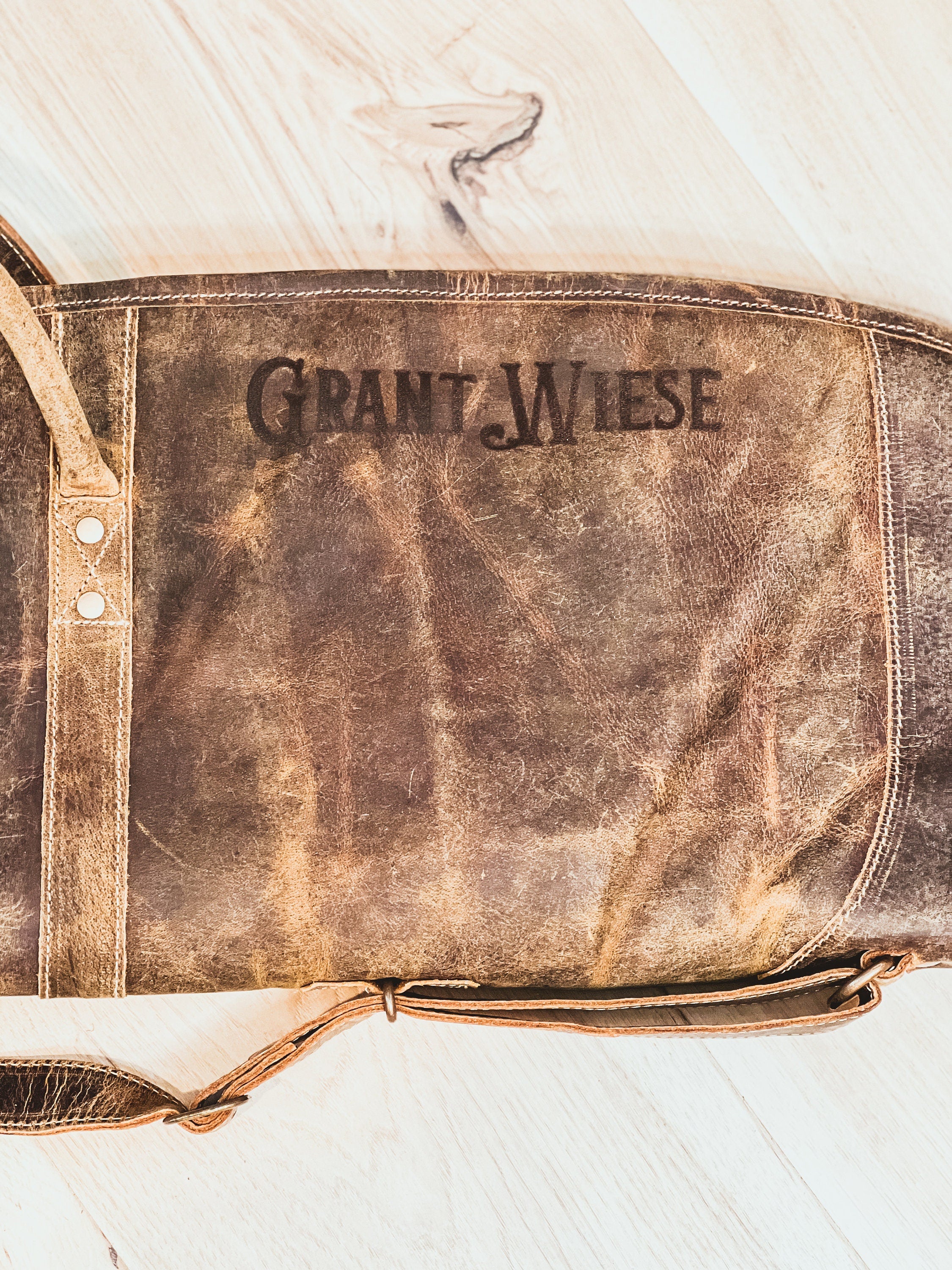 Concealed Carry Custom Branded Distressed Leather Crossbody Bum Bag Purse with your Initials Monogram Name Farm or Cow Brand