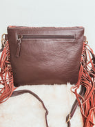 Custom Branded Cowhide & Tooled Leather Sunflowers Western style fringe Crossbody Purse we add your Initials Monogram name Farm or Cow Brand