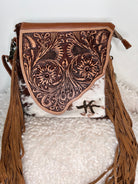 Custom Branded Tooled Leather Concealed Carry Cowhide Crossbody Purse Gifts for her Western Cowgirl Style