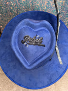 Blue suede "Rebel" burned Cowgirl Heart Crown Hat |Decorated Hat | Custom Hat | Valentines Day | Gift for Her