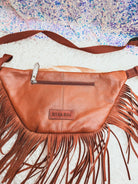 Custom Branded with Your Farm Brand Cow Brand or Initials Brown & White Cowhide Fringe Fanny Pack Bum Bag, Western Fringe Purse, Leather