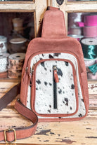 Custom Branded Cowhide with your farm brand, initials, logo, Sling Bag, Crossbody Bag, Bum Bag, Cow Print Purse
