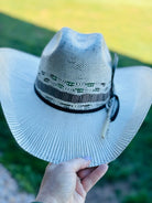 Men’s Women's Straw Cowboy Hat with Turkey Feather & Burned Card, Cowgirl Hat, Decorated Hat, Custom Hat, Hat Card, Hat Feather, Tan Hat
