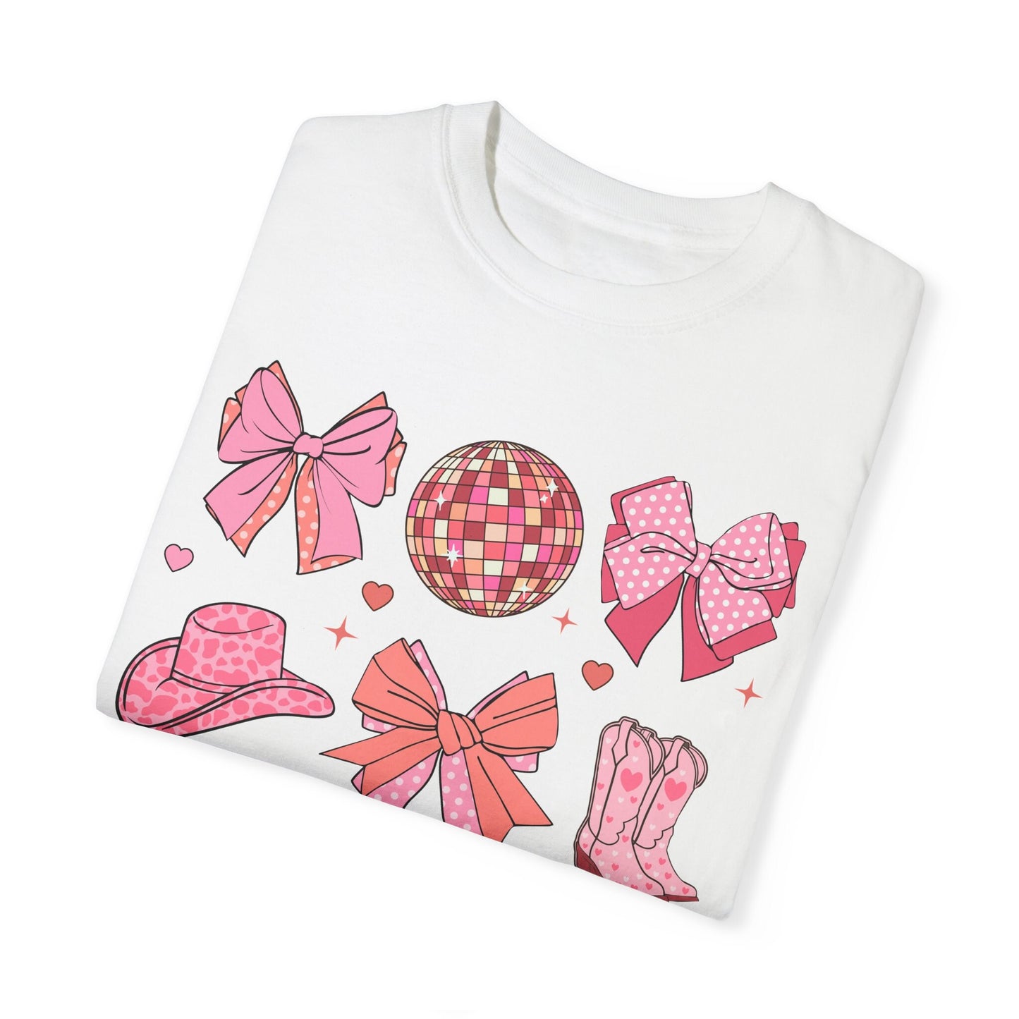 Coquette Cowgirl, Western T-shirt, Western coquette, Cowgirl boots, Boots with bows,Coquette Era ,Pink Bow,AestheticT-shirt