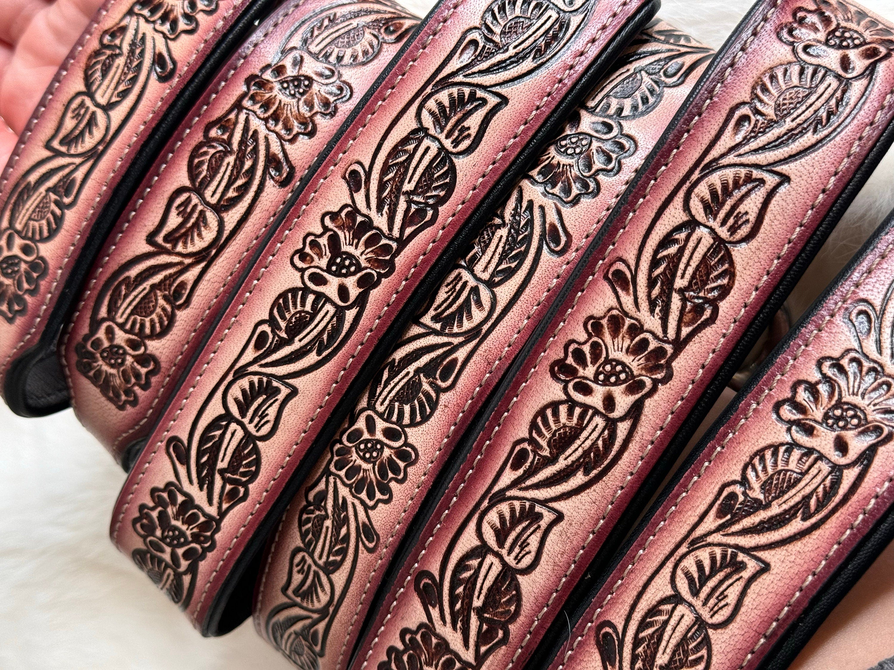 Tooled Leather Western style Dog Collar, Show Dog, Farm Dog, Cow Dog, Cattle Dog Gifts for Pets, Dog Gift