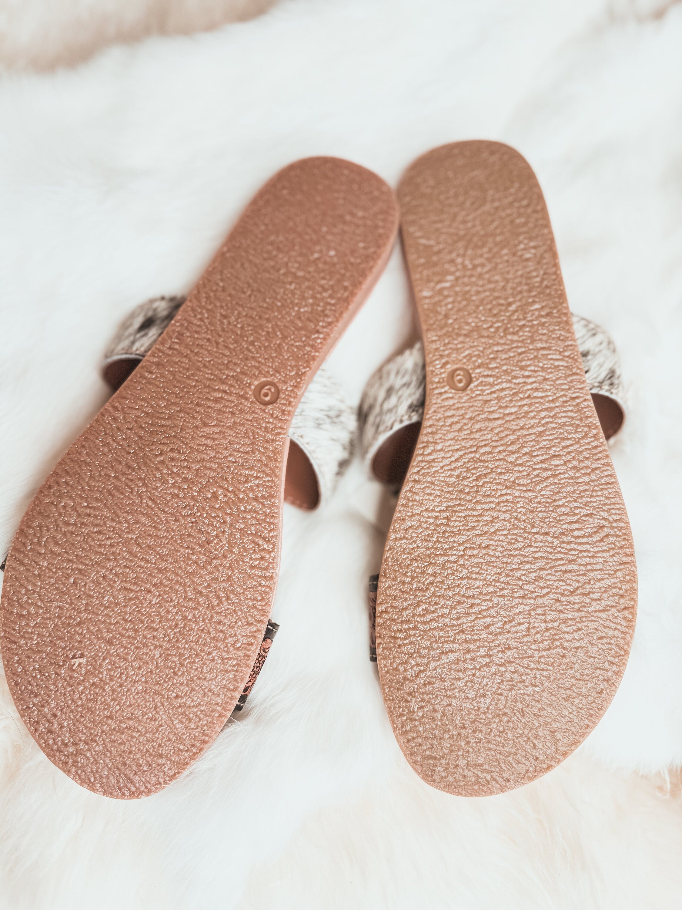 Tooled Leather & Black and White Cowhide flats sandals, slides, Western sandals, Wedding, Prom Shoes, Summer Shoes Graduation, Mothers Day