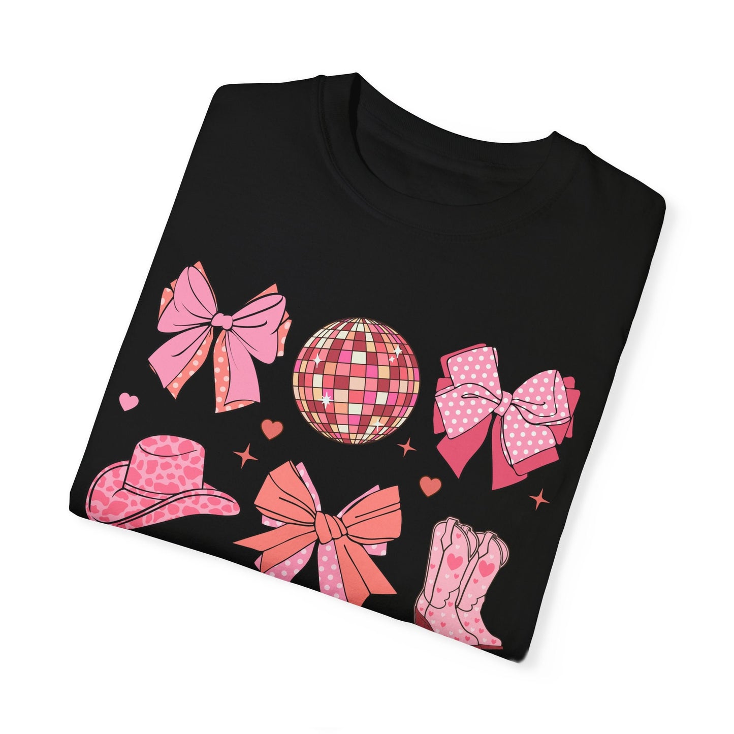 Coquette Cowgirl, Western T-shirt, Western coquette, Cowgirl boots, Boots with bows,Coquette Era ,Pink Bow,AestheticT-shirt