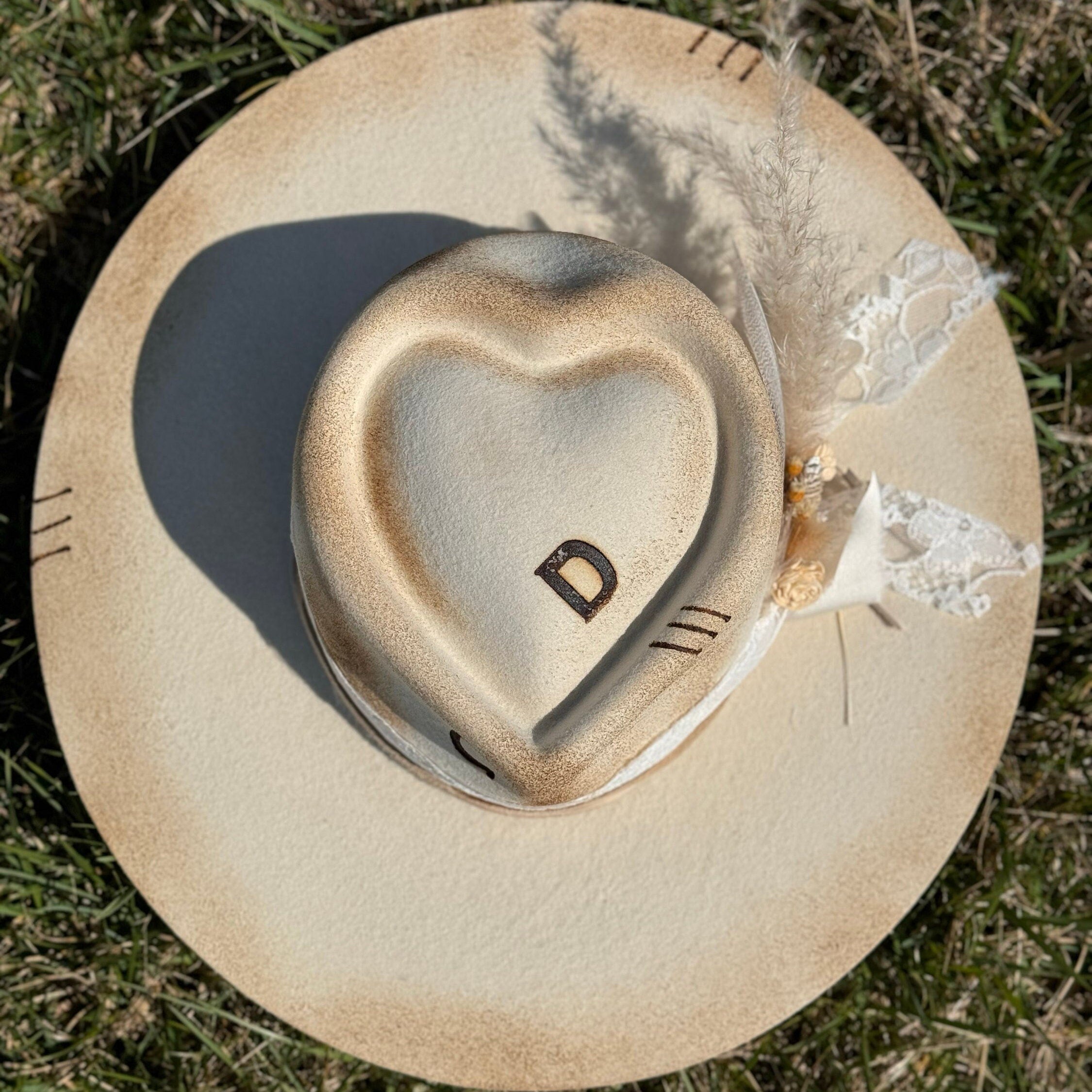 Custom Wedding Bridal Cowgirl Hat, Boho, Western, Floral, Lace, Flower Decorated Charlie 1 Horse Hat