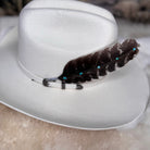 Genuine Turquoise stones on Turkey feather, Hat Feather, Decorated Hat Feather, Cowboy Hat Accessories, Cowboy Hat Feather, Natural Feather