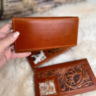 Custom Branded Checkbook style Wallet, Mens or Women's, Western Wallet, Cowhide, Tooled Leather, Gifts for Dad, Farm Brand, Cattle Brand