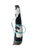 Custom Branded Turquoise Leather & Cowhide Shotgun Rifle padded Case Farm Brand Cow Brand Initials Personalized Men’s Ladies Hunter Gift