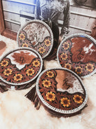 Custom Branded Black and White Cowhide Sling Bag, Crossbody Bag, Small Purse, Western Style, Farm Brand, Name, Initials, Personalized Gift