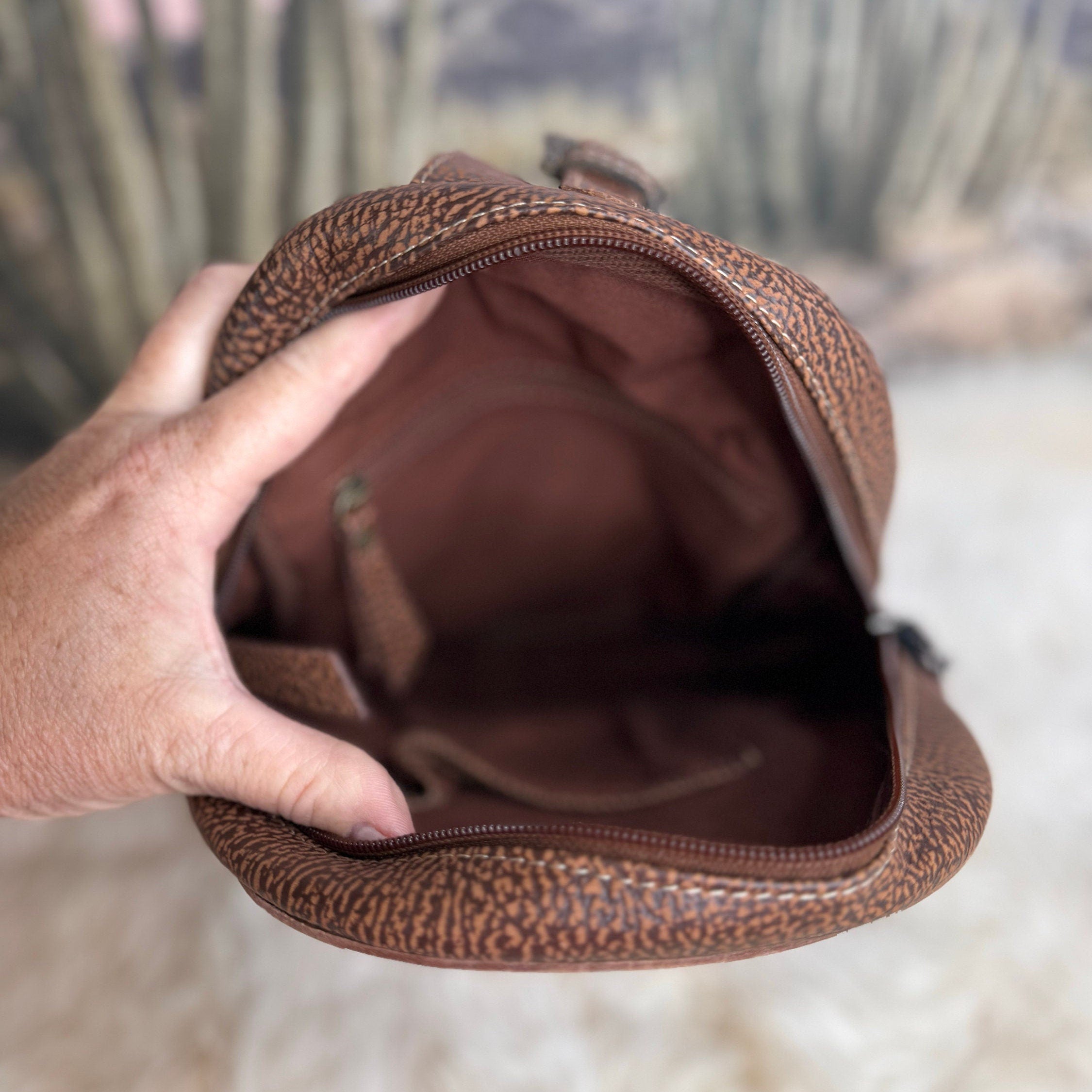 Custom Branded Brown and White Cowhide Tooled Leather Sling Bag, Crossbody Bag, Small Purse, Farm Brand, Name, Initials, Personalized Gift