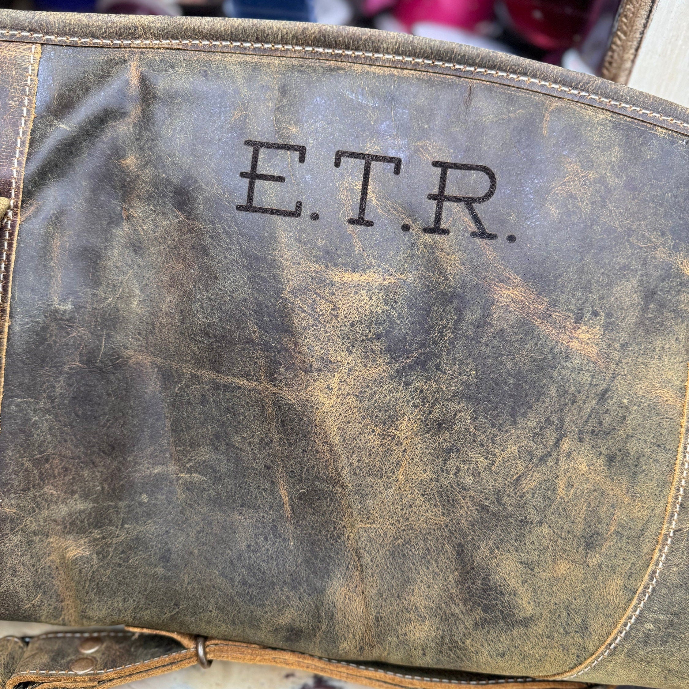 Custom Branded Distressed Leather Shotgun Rifle padded Case Farm Brand Cow Brand Initials Personalized Men’s Ladies Hunter Gift