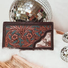 Custom Branded Checkbook style Wallet, Mens or Women's, Western Wallet, Cowhide, Tooled Leather, Gifts for Dad, Farm Brand, Cattle Brand