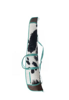 Custom Branded Turquoise Leather & Cowhide Shotgun Rifle padded Case Farm Brand Cow Brand Initials Personalized Men’s Ladies Hunter Gift
