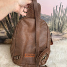 Custom Branded Brown and White Cowhide Tooled Leather Sling Bag, Crossbody Bag, Small Purse, Farm Brand, Name, Initials, Personalized Gift