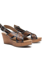 Tooled Leather Wedge sandals, Western sandals, Wedding, Prom Shoes