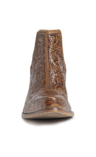 Western Tooled Leather Bootie Ankle Boots in Brown Cowgirl Boots Brown Tooled Leather, Cowgirl Boots, Western Boot