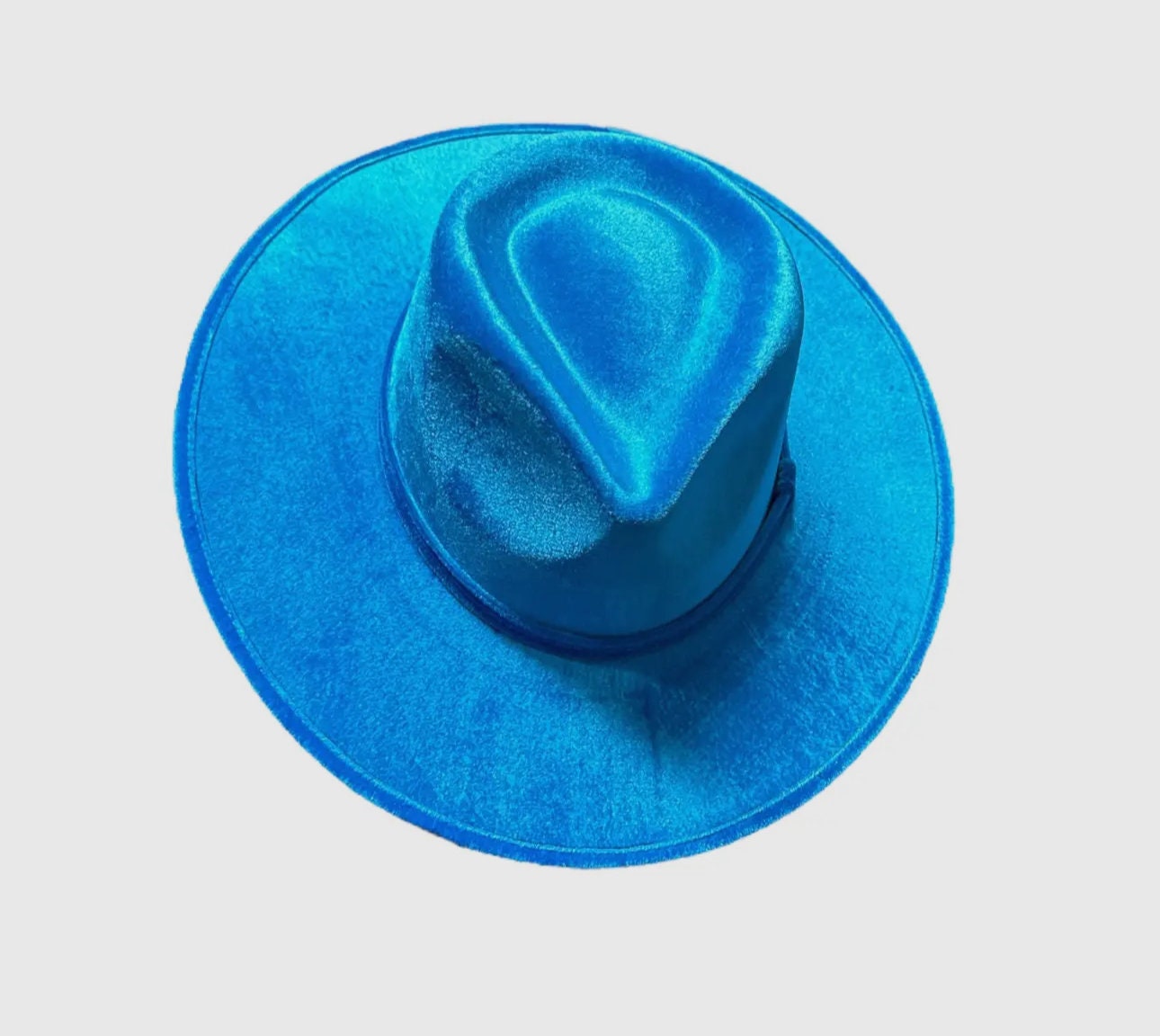 Velour Tear Drop Fedora Style Cowgirl Hat Cowboy Hat Blank for Hat Making or Decorating Pink, Green, Blue, Red, White or Burgundy