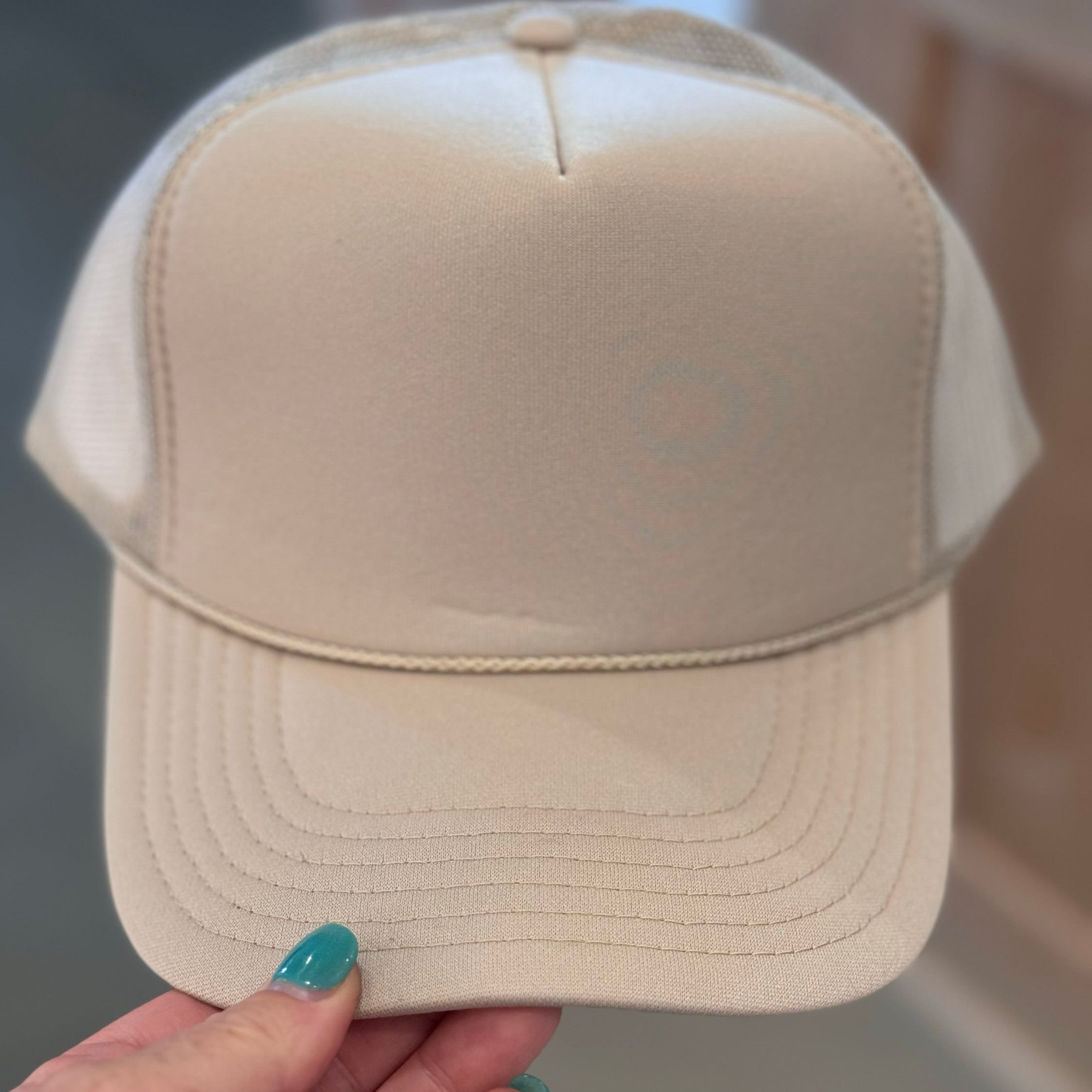 Otto Blank Trucker Hat, DIY Hat for Patches, Tan Trucker Hat, Mesh Back, Snap Back Hat Cap