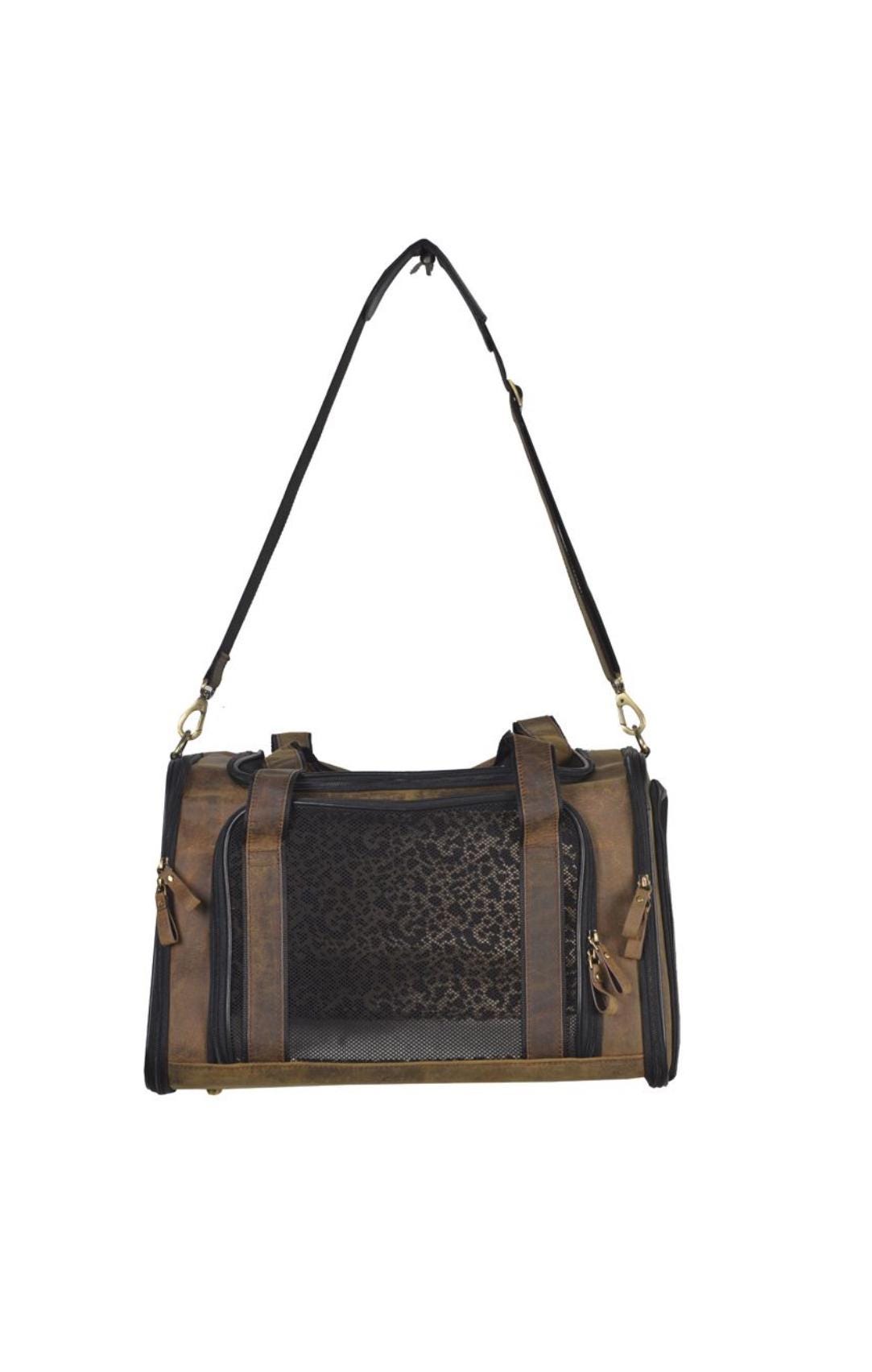 Custom Branded with your Pets Name or Farm Brand Brown Leather Pet Carrier, Dog Carrier, Cat Carrier, Small Animal Carrier Pet Taxi