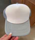 Blank Trucker Hat, DIY Hat for Patches, Gray & White Foam Trucker Hat, Mesh Back, Snap Back Hat Cap