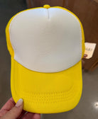 Blank Foam Trucker Hat, DIY Hat for Patches, Yellow & White Trucker Hat, Mesh Back, Snap Back Hat Cap
