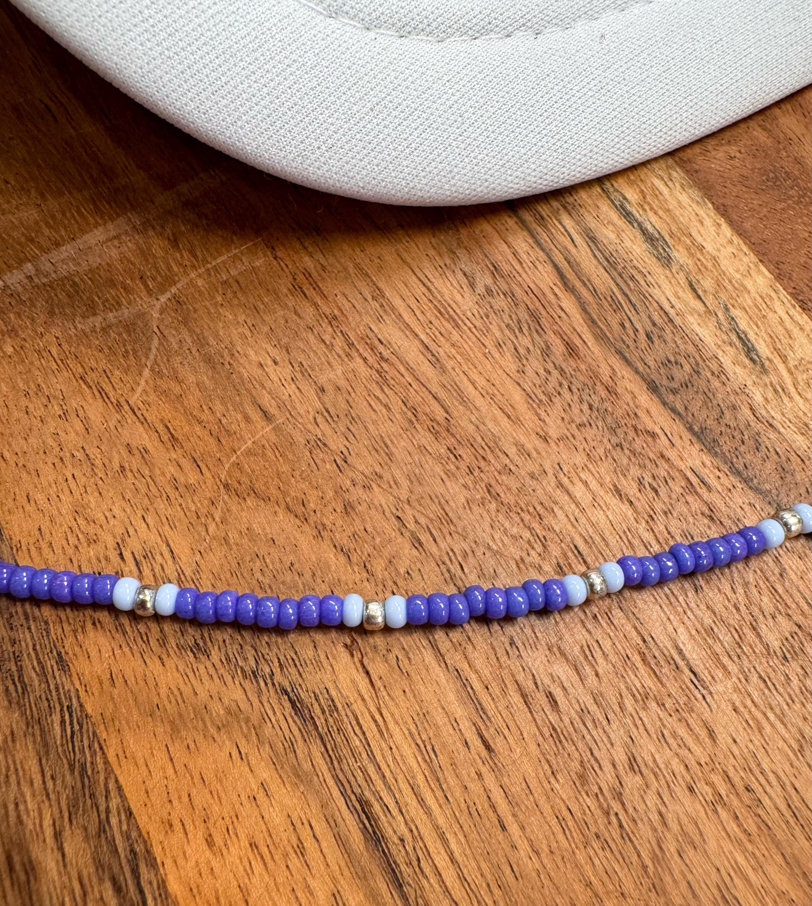 Purple White & Silver Seed Bead Trucker Hat Chain Purple Hat Chain Western Trucker Hat Chain Decorate Your Own Trucker Hat Baseball Hat
