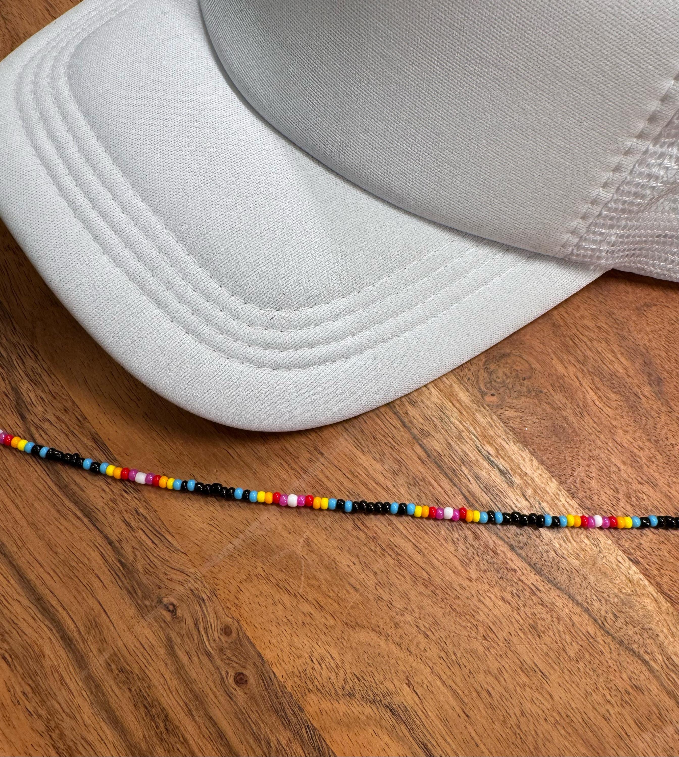 Black Serape Colors Seed Bead Trucker Hat Chain Purple Hat Chain Western Trucker Hat Chain Decorate Your Own Trucker Hat Baseball Hat