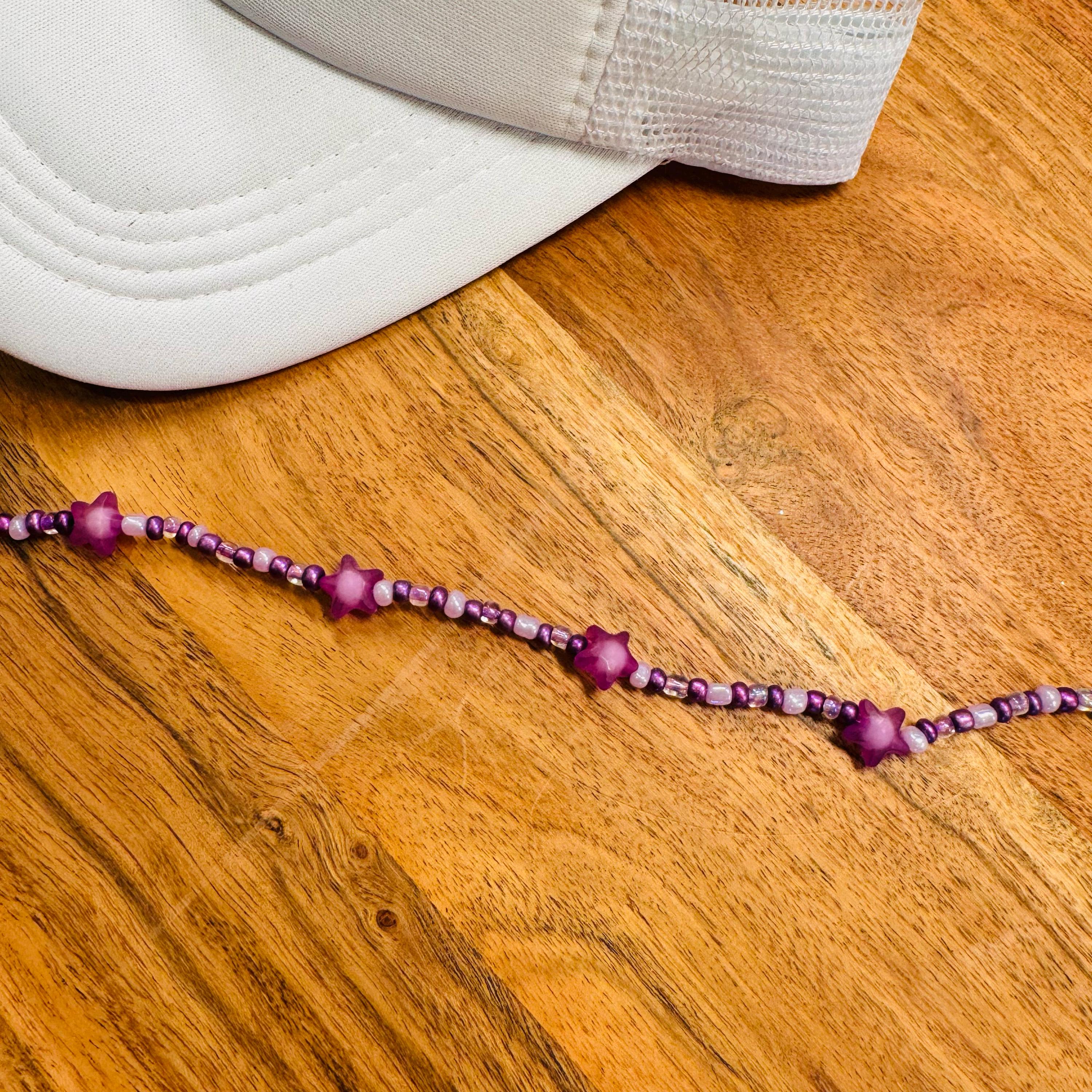 Purple Bead Trucker Hat Chain with Purple Stars Western Trucker Hat Chain Decorate Your Own Trucker Hat Baseball Hat