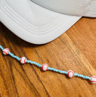 Turquoise stone Beads & Baseballs Trucker Hat Chain Red Hat Chain Decorate Your Own Trucker Hat Baseball Hat