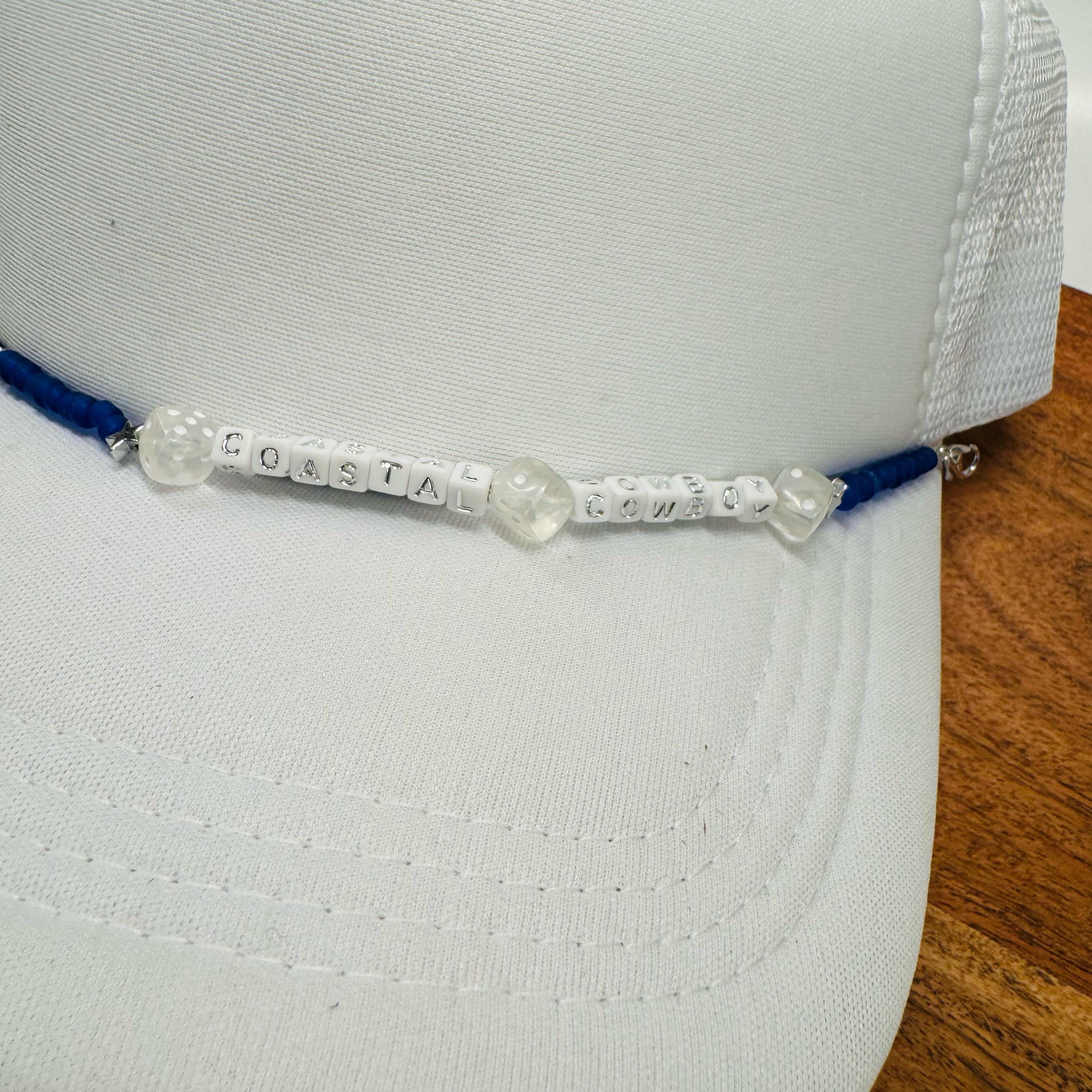 Coastal Cowboy Navy Blue stone beads and Clear Dice Trucker Hat Chain Western Trucker Hat Chain Decorate Your Own Trucker Hat Baseball Hat
