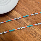 Coral & Turquoise with Silver Stars Seed Bead Trucker Hat Chain Pink Hat Chain Western Trucker Hat Chain Decorate Your Own Trucker Hat