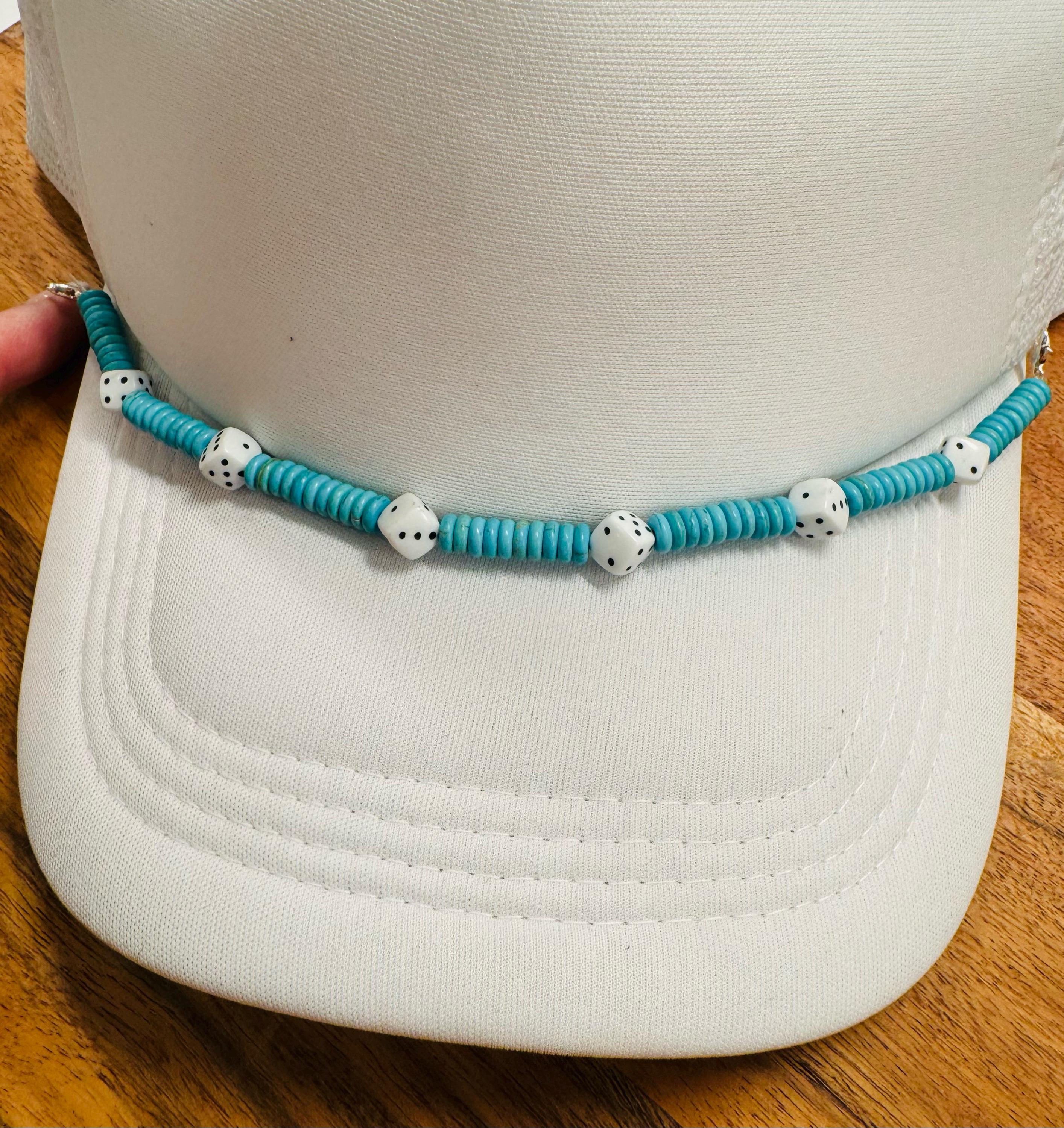 Turquoise with Dice Trucker Hat Chain Western Trucker Hat Chain Decorate Your Own Trucker Hat