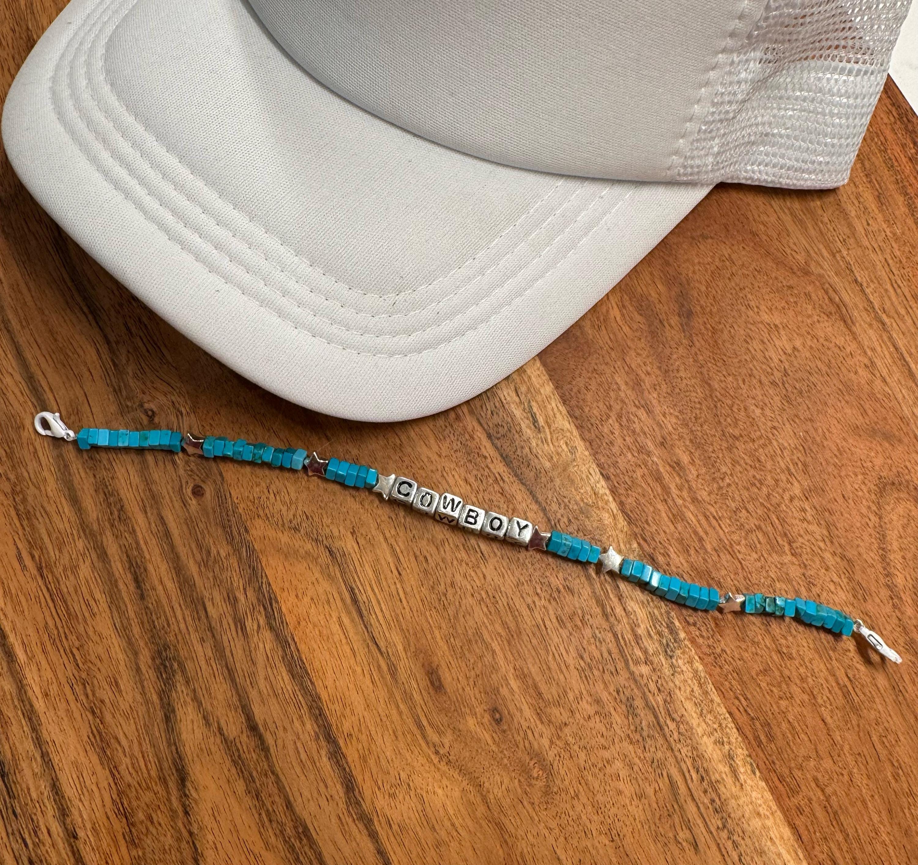 Cowboy Stars & Turquoise Trucker Hat Chain Western Trucker Hat Chain Decorate Your Own Trucker Hat Baseball Hat