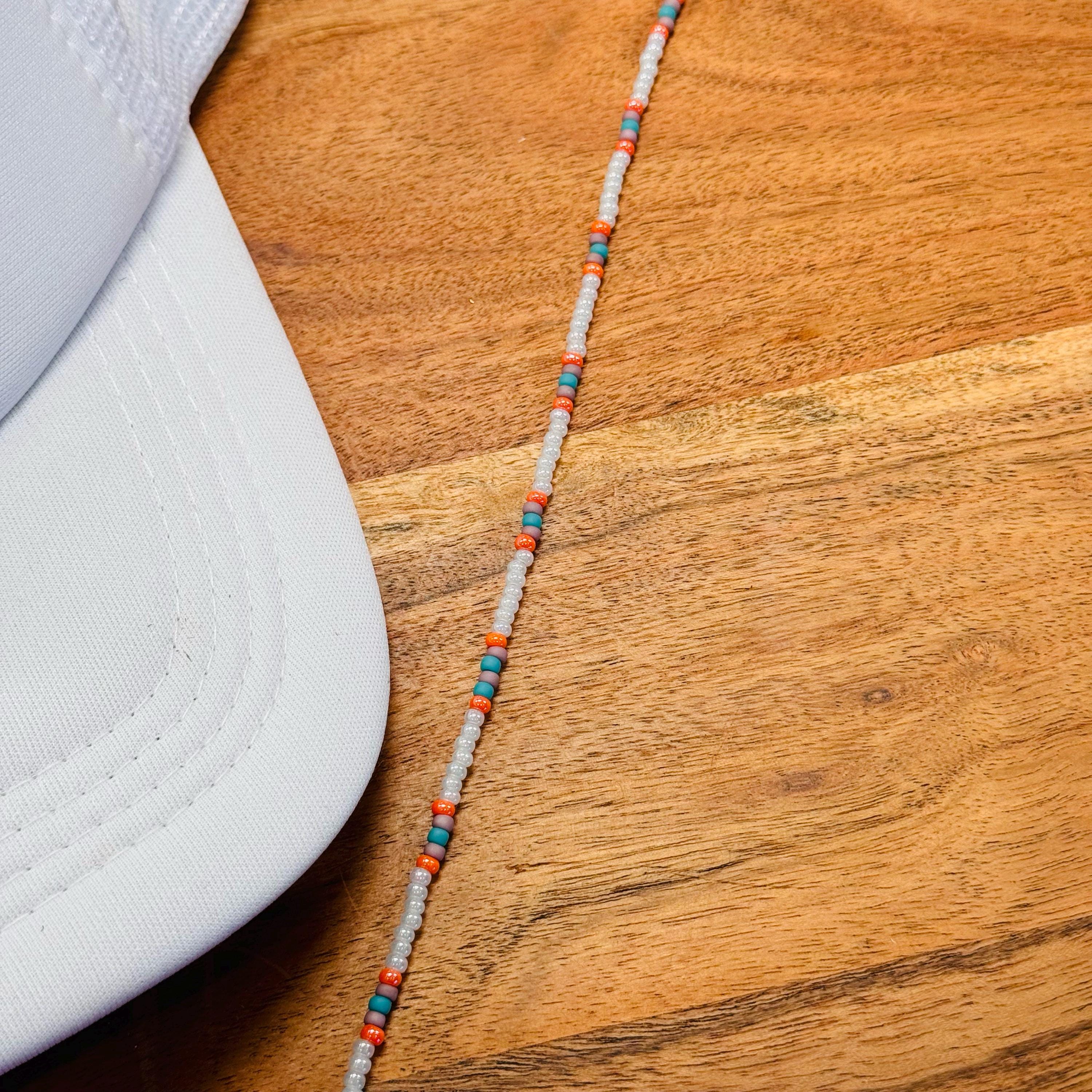 White & Turquoise Serape Style Seed Bead Trucker Hat Chain Western Trucker Hat Chain Decorate Your Own Trucker Hat Baseball Hat