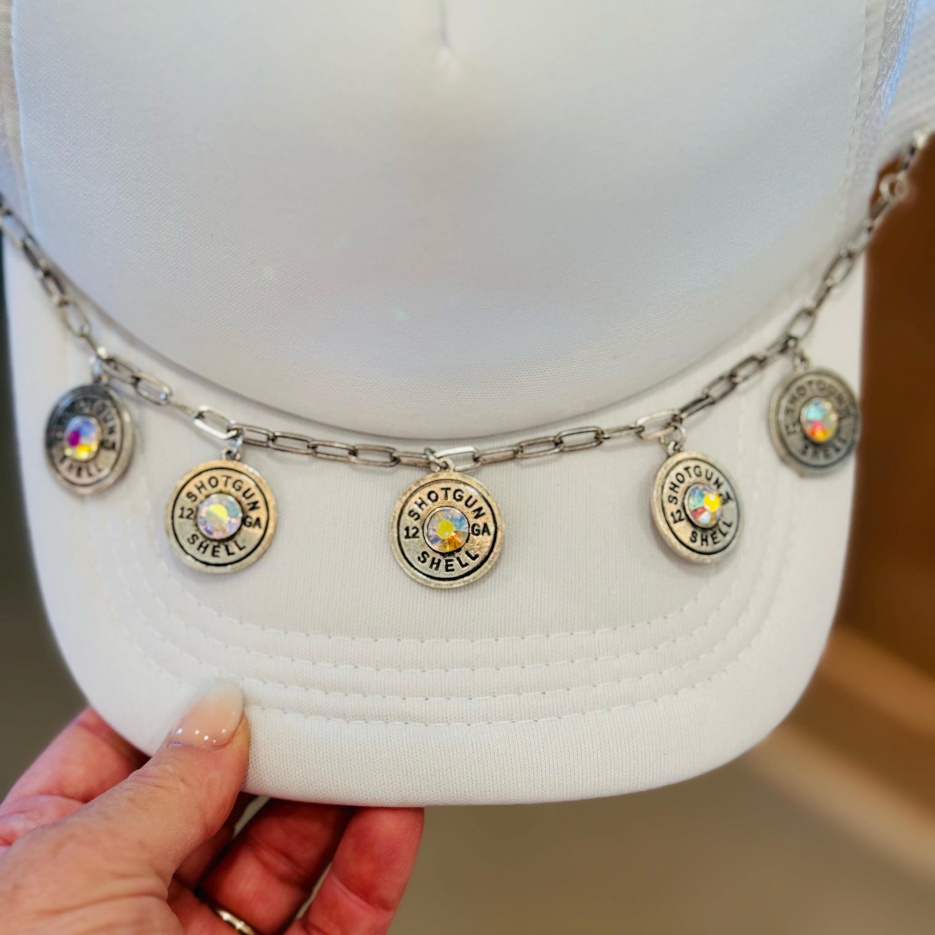 Silver With Rhinestone Shotgun Shell Hat Chain Trucker Hat Chain Western Trucker Hat Chain Decorate Your Own Trucker Hat
