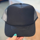 Otto Blank Trucker Hat, DIY Hat for Patches, Black Trucker Hat, Mesh Back, Snap Back Hat Cap