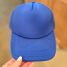 Blank Trucker Hat, DIY Hat for Patches, Royal Blue Foam Trucker Hat, Mesh Back, Snap Back Hat Cap